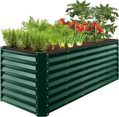 8X4X2Ft Outdoor Metal Raised Garden Bed, Deep Root Planter Box for Vegetables, Flowers, Herbs, and Succulents W/ 478 Gallon Capacity - Gray