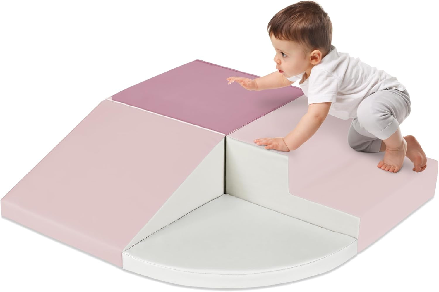 4-Piece Kids Climb &amp; Crawl Soft Foam Block Activity Play Structures for Child Development, Color Coordination, Motor Skills - Earth Tone