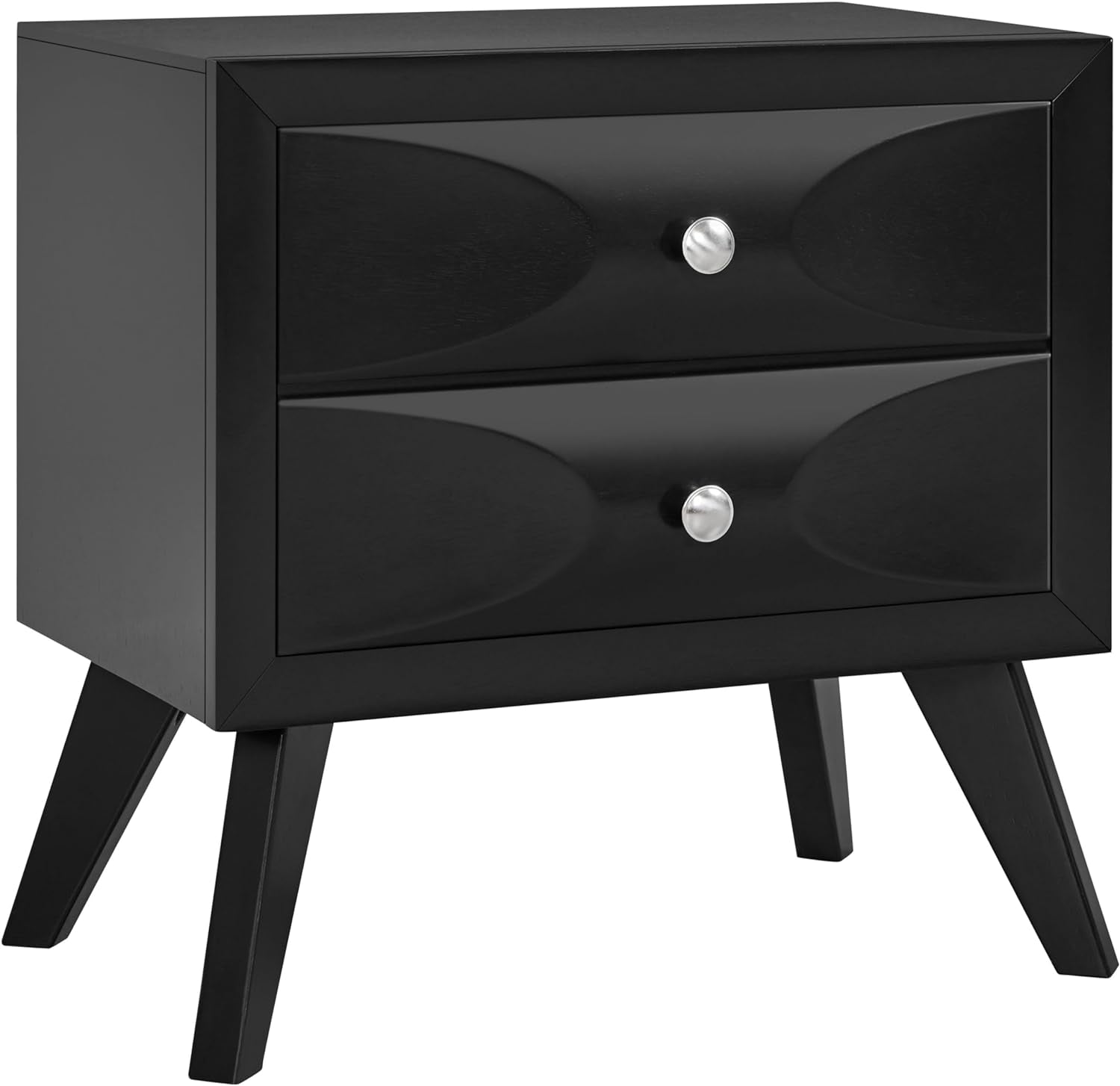 Nightstands Set of 2, Almost Fully-Assembled Nightstands with 2 Drawers and Solid Wood Legs, Large Bedside Tables with Storage, Modern Side Tables for Bedroom, 24.5″L×15″W×23.5″H, Black