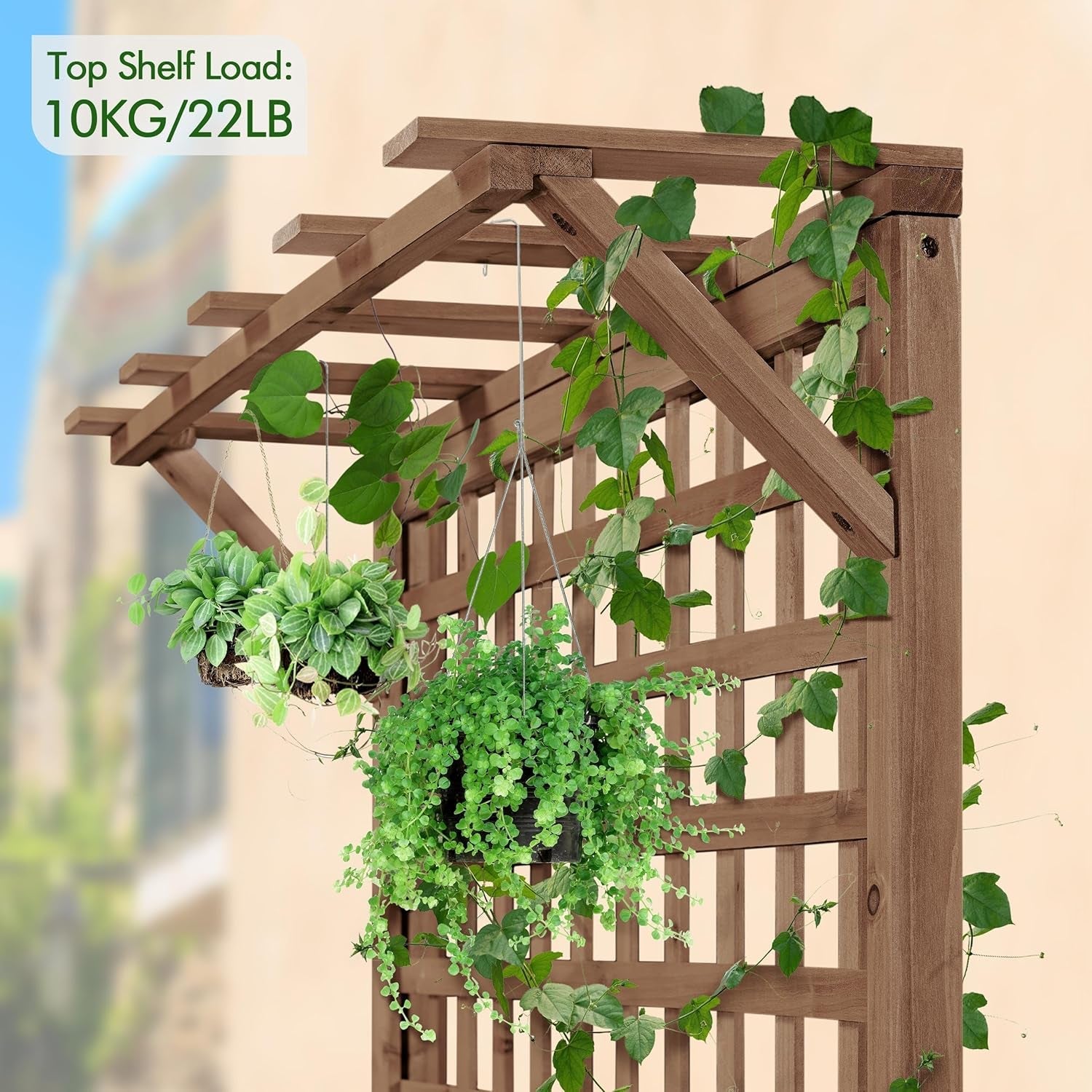 72&quot; H Horticulture Garden Planter with Trellis for Vine Climbing Plants Garden Box Outdoor W/Drainage Holes Raised Garden Bed Garden Planter Box for Flowers, Dark Brown