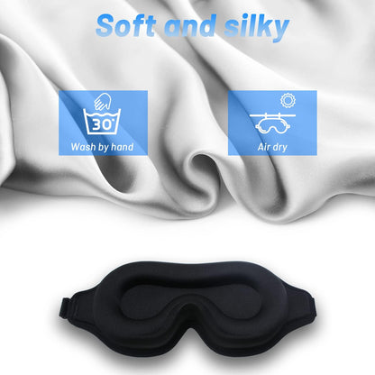 Sleep Eye Mask for Men Women, Lash Extensions 3D Sleeping Mask, Travel Blackout Night Blindfold Eye Shade Cover with Adjustable Strap (Black-3D)