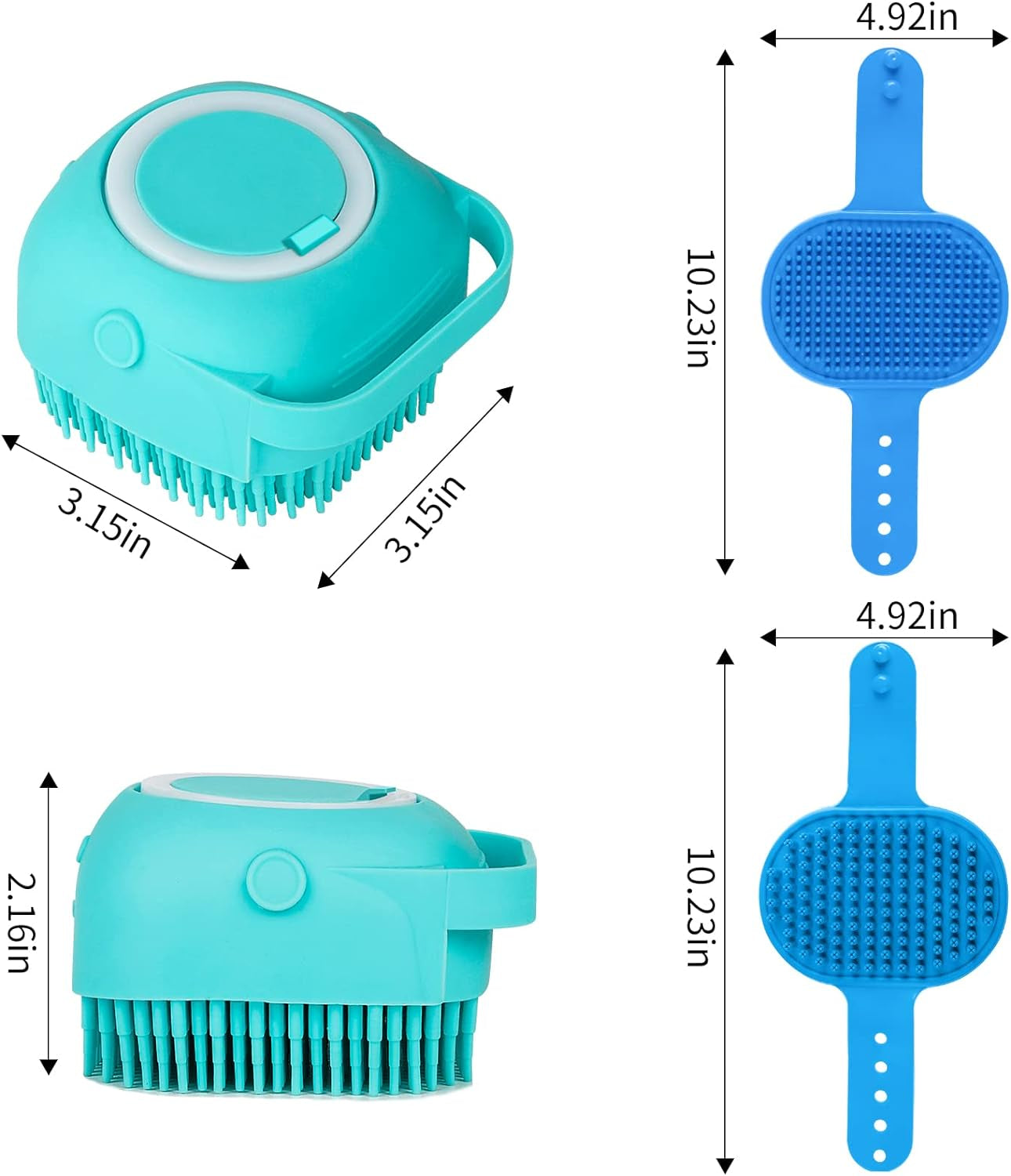 3PCS Dog Bath Brush | Dog Shampoo Brush | Dog Scrubber for Bath | Dog Bath Brush Scrubber | Dog Shower/Washing Brush with Adjustable Ring Handle for Short &amp; Long Hair (Blue Blue Blue)