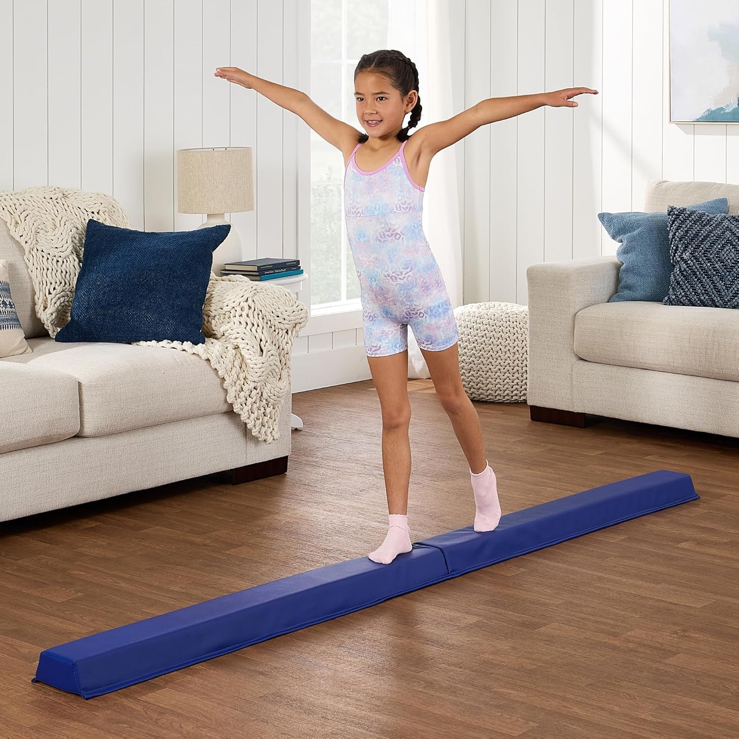 8Ft Folding Medium-Density Foam Floor Balance Beam for Gymnastic and Tumbling