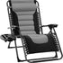 Oversized Padded Zero Gravity Chair, Folding Outdoor Patio Recliner, XL anti Gravity Lounger for Backyard W/Headrest, Cup Holder, Side Tray, Polyester Mesh - Black/Gray