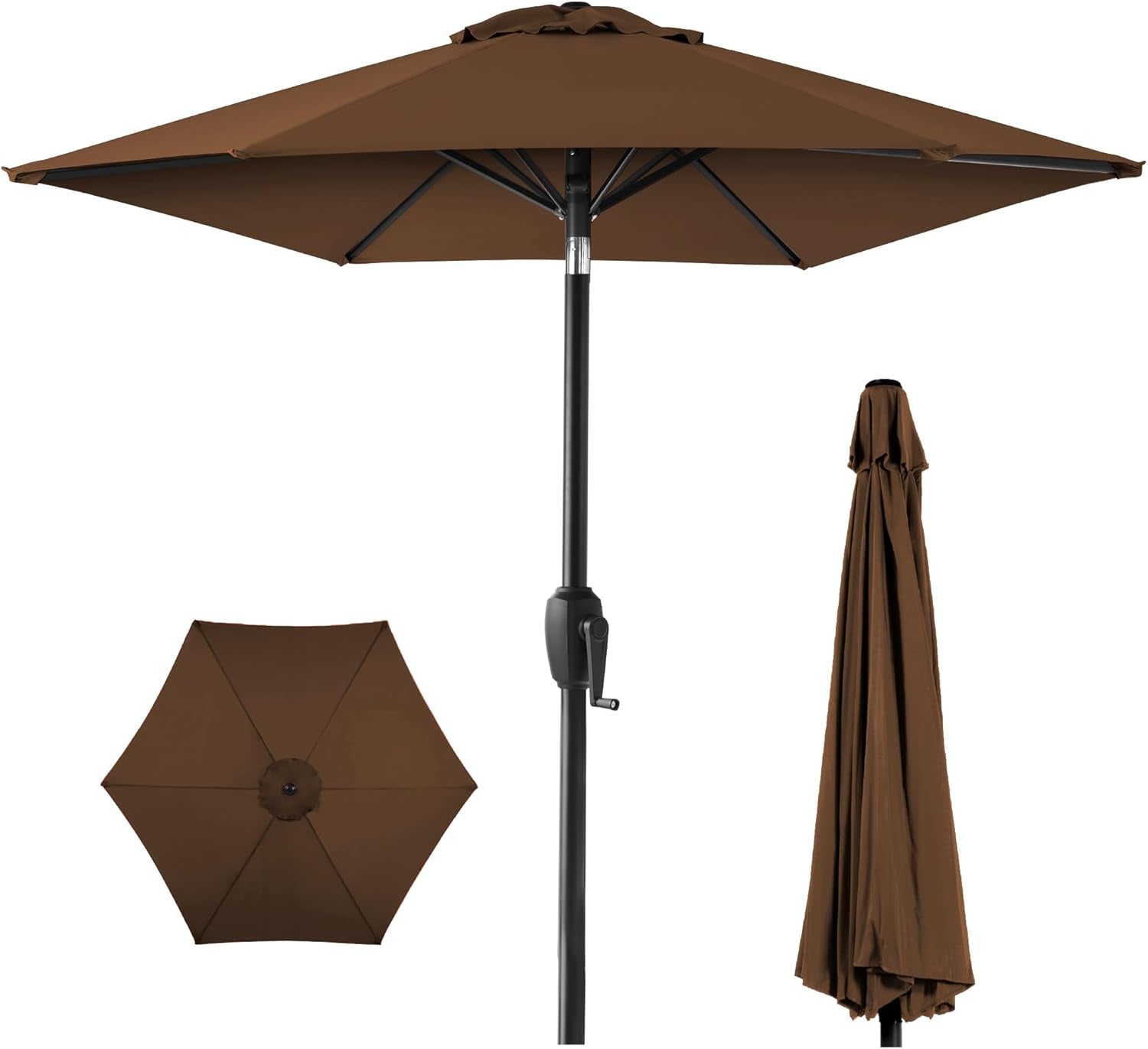 7.5Ft Heavy-Duty round Outdoor Market Table Patio Umbrella W/Steel Pole, Push Button Tilt, Easy Crank Lift - Navy Blue