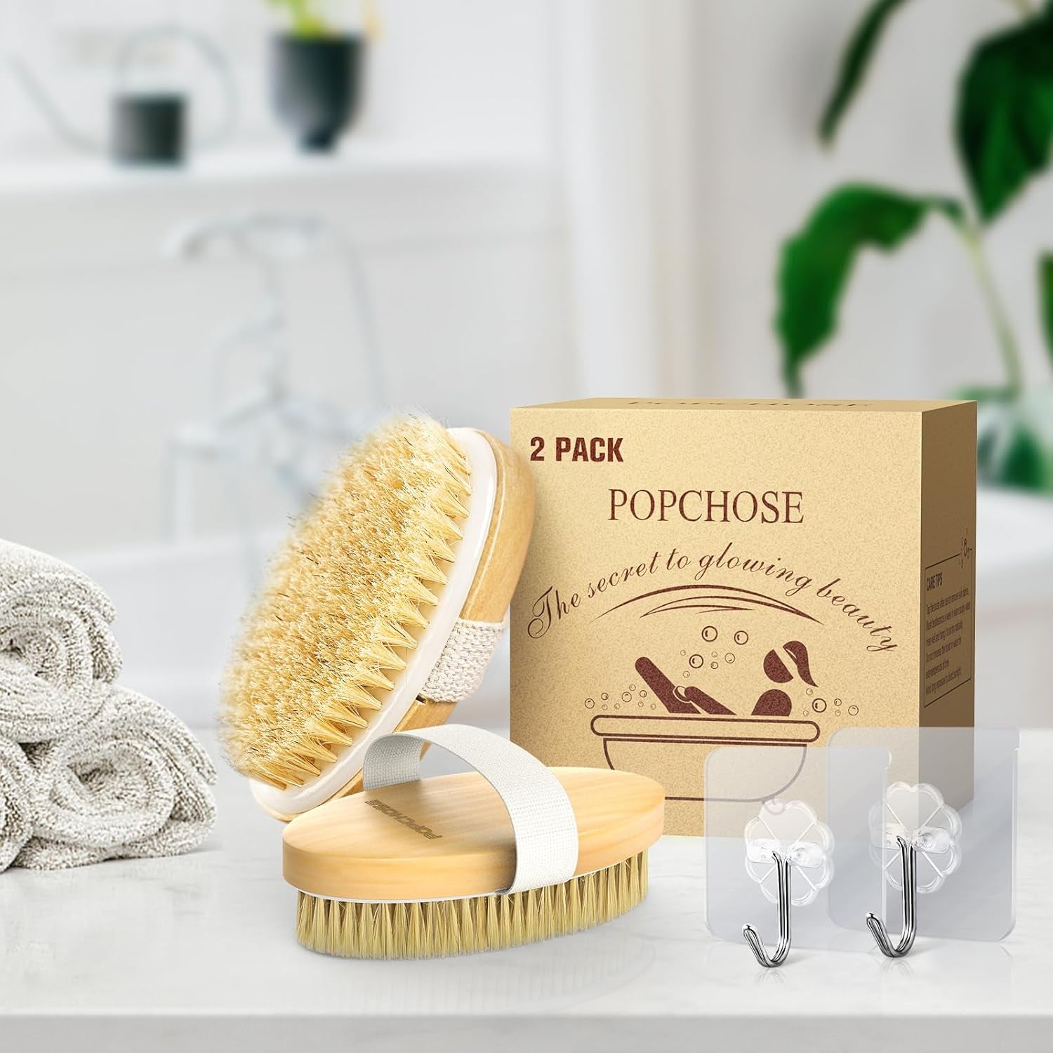 Dry Brushing Body Brush, Natural Bristle Dry Skin Exfoliating Brush Body Scrub for Flawless Skin, Cellulite Treatment, Lymphatic Drainage and Blood Circulation Improvement