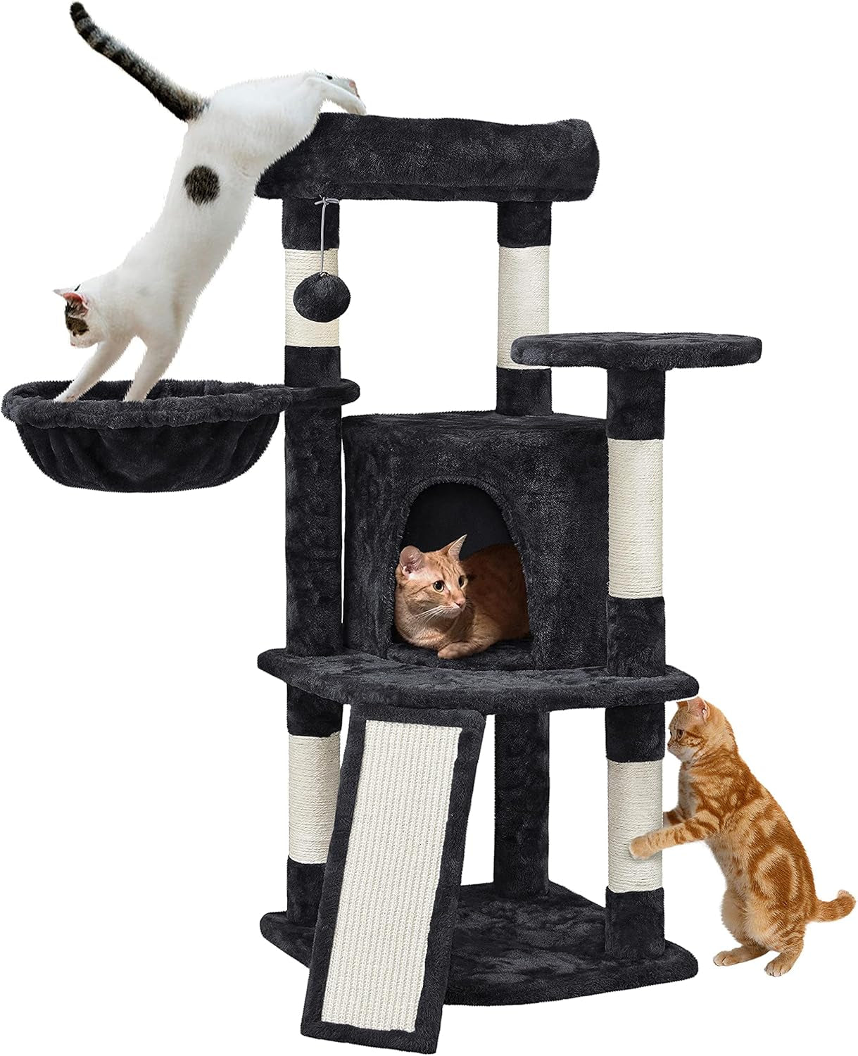 Cat Tree, 42In Cat Tower for Indoor Cats, Cat House with Large Perch &amp; Scratching Posts &amp; Cozy Condo &amp; Scratching Ramp, Cat Activity Center Cat Furniture, Pink