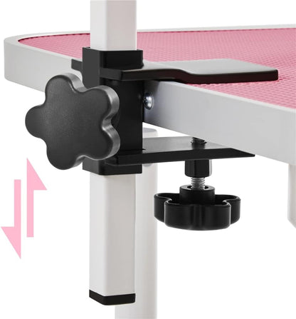 32-Inch Foldable Pet Dog Grooming Table W/Adjustable Height Arm - Drying Table for Home W/Noose for Small Dogs Cats, Maximum Capacity up to 220Lbs, Pink