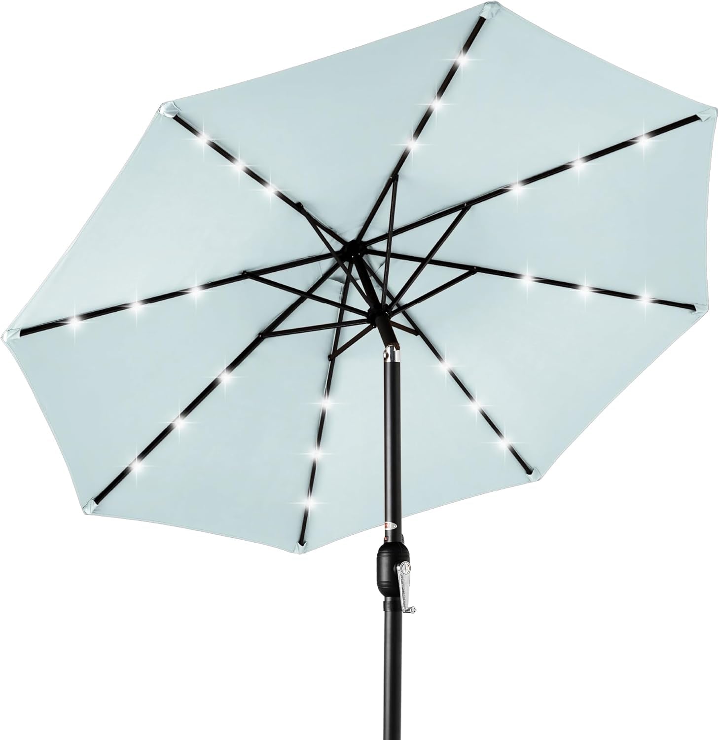 10Ft Solar Polyester LED Lighted Patio Umbrella W/Tilt Adjustment and Uv-Resistant Fabric - Tan