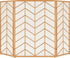 52X31In 3 Panel Chevron Fireplace Screen, Mid Century Modern Wrought Iron Hand Crafted Fire Place Guard for Living Room Home Decor, Steel Mesh - Gold