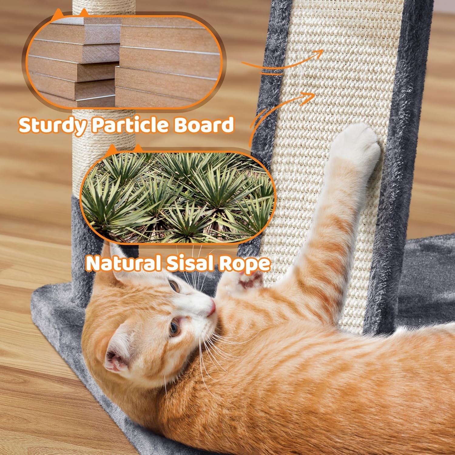 68.5In Multi-Level Large Cat Condo with Sisal-Covered Platforms Scratching Board &amp; Scratching Posts, Cozy Perches, Stable Cat Tower/Tree Pet Play House, Dark Gray