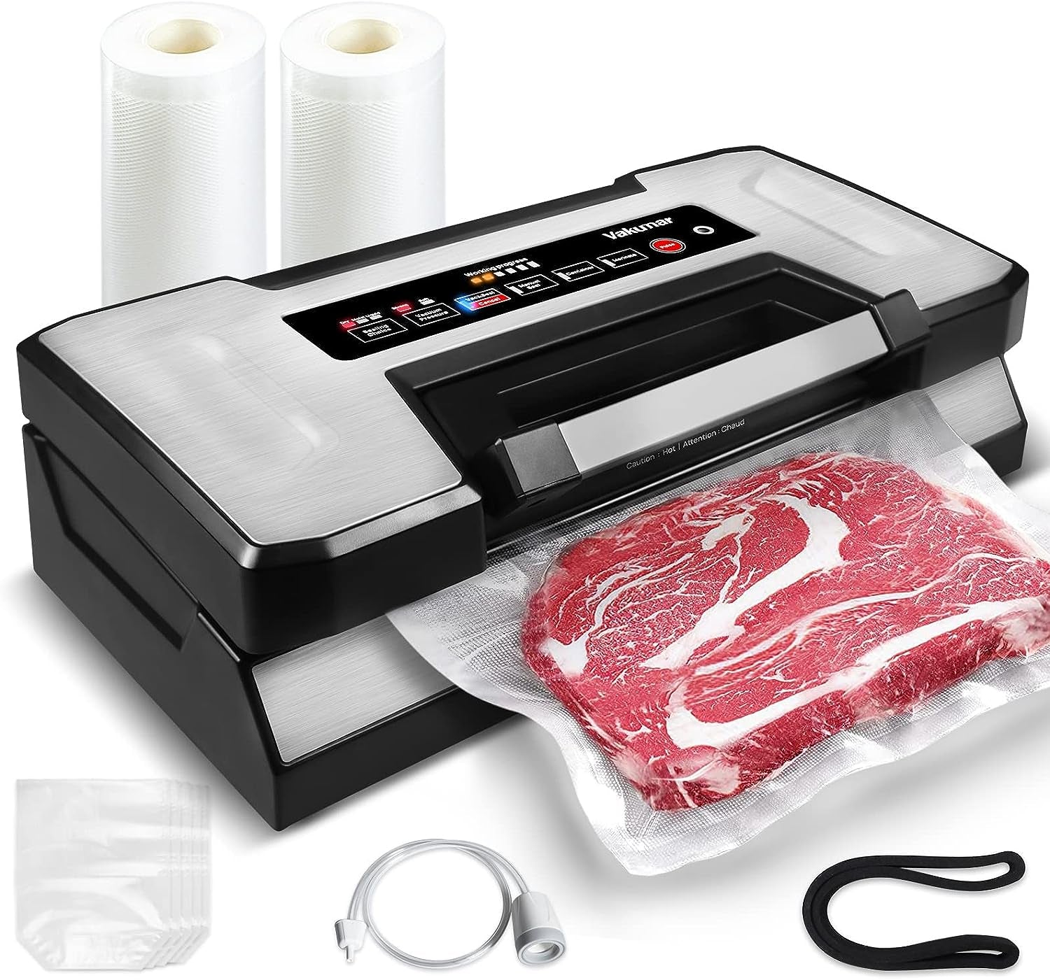 Liquid Vacuum Sealer Machine, 90Kpa Vacuum Sealer Machine Preservation Dry/Moist/Liquid Modes, LED Indicator Light, Handle Locked Design, Built-In Cutter and Bag Storage, Removable Drip Tray