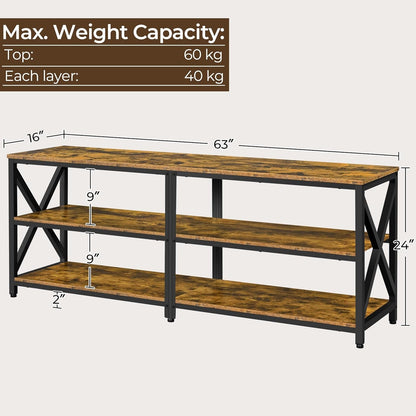 TV Stand for Tvs up to 70 Inches, Entertainment Center with 3-Tier Wooden Storage Shelves TV Console for Living Room, Rustic Brown