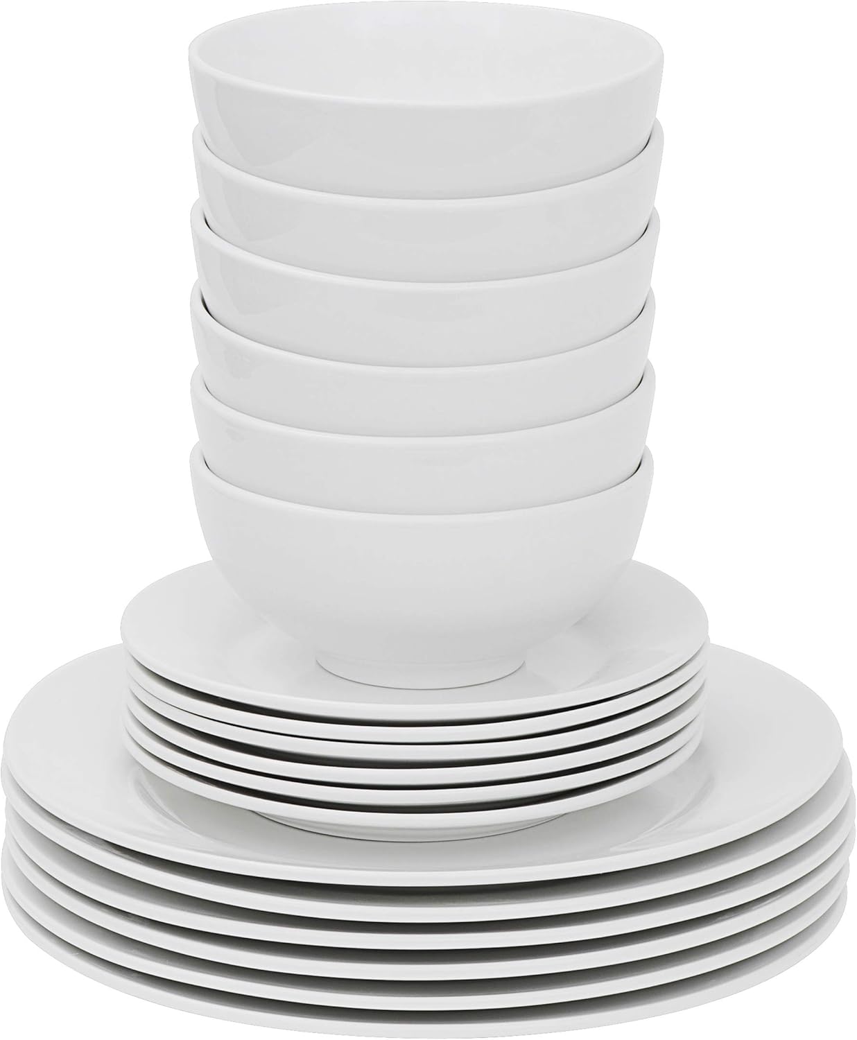 18 Piece White Dinnerware Set Service for 6 Dishwasher and Microwave Safe