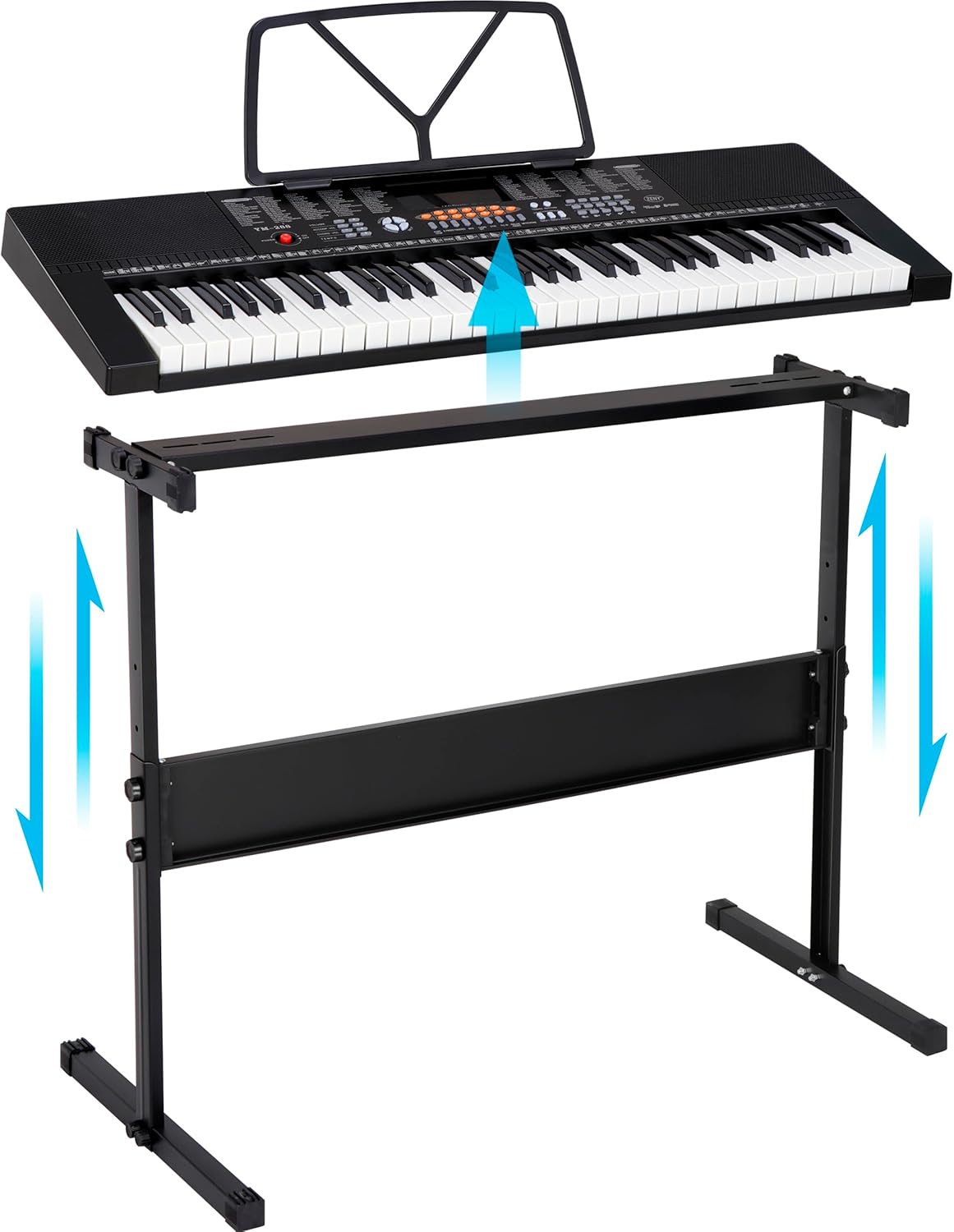 61-Key Portable Electric Keyboard Piano with Built In Speakers, LED Screen, Headphones, Microphone, Piano Stand, Music Sheet Stand and Stool