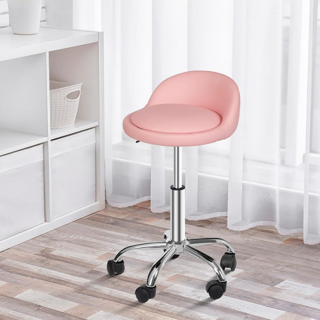 Adjustable Hydraulic Rolling Stool Swivel Salon &amp; Spa Chair with Backrest