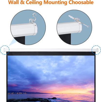 16:10 Portable Projector Screen Manual Pull Down Video Projection Screen Home Theater