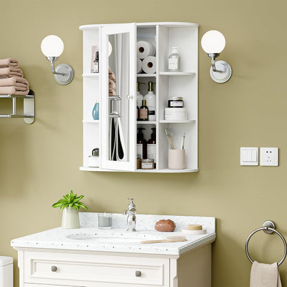 Bathroom Cabinet with Wall-Mounted Mirror Medicine Cabinet with 2-Tier Adjustable Shelves