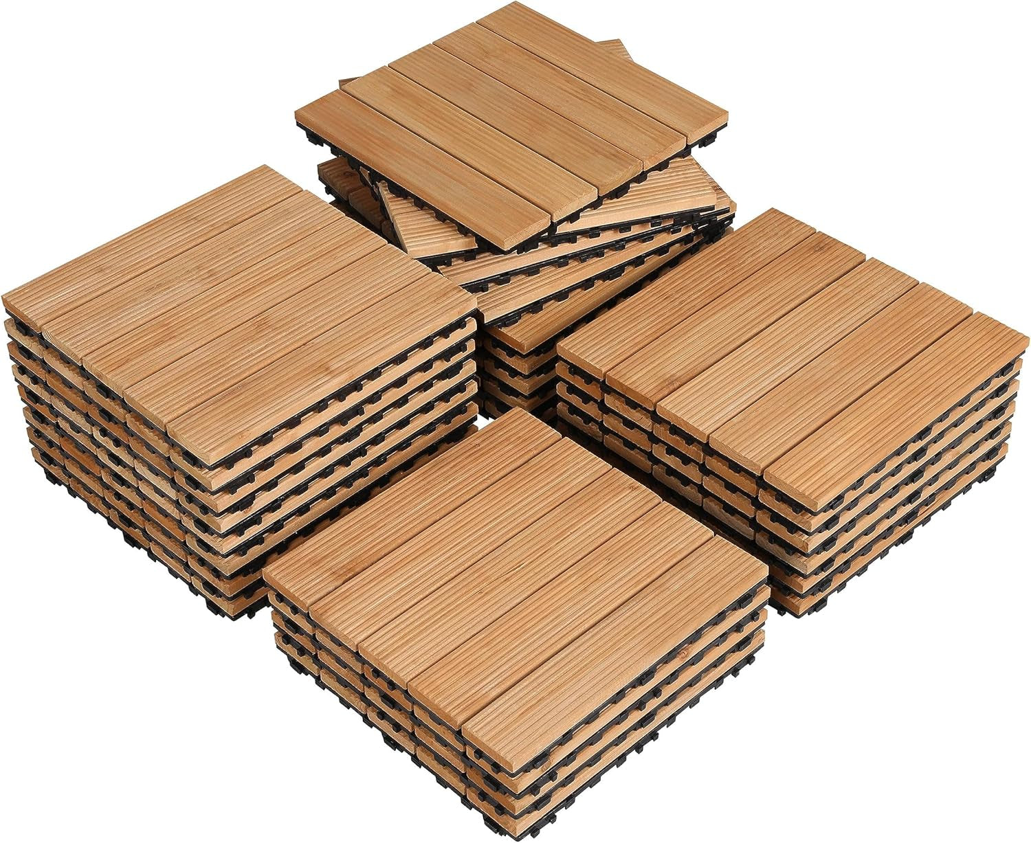 27PCS Interlocking Patio Deck Tiles 12 X 12In Wood Floor Tiles Outdoor Flooring for Patio Garden Deck Poolside Brown