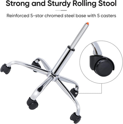 Adjustable Rolling Stool Chair Salon Spa Stool Hydraulic Swivel Stool with Wheels and Ultra-Thick Seat Cushion