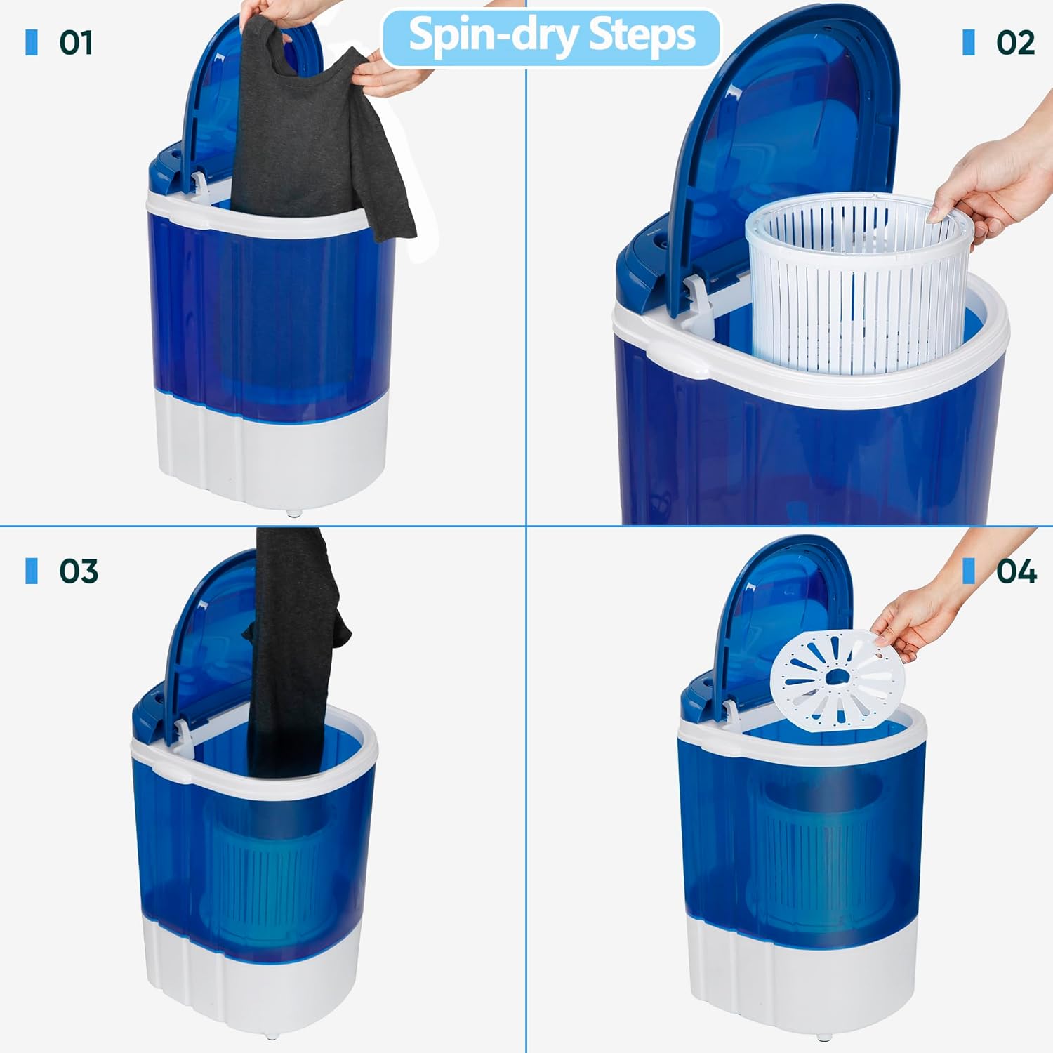 8 lbs Semi-Automatic Compact Portable Mini Washing Machine