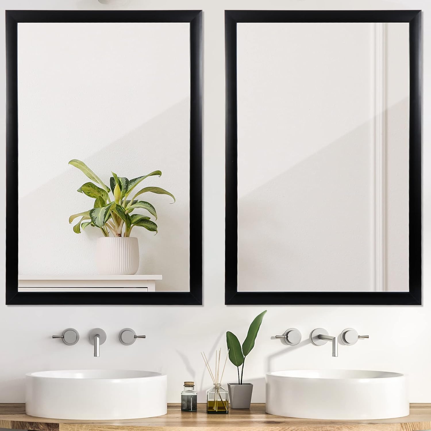 24’’ x 36’’ Framed Black Rectangle Wall Mirror