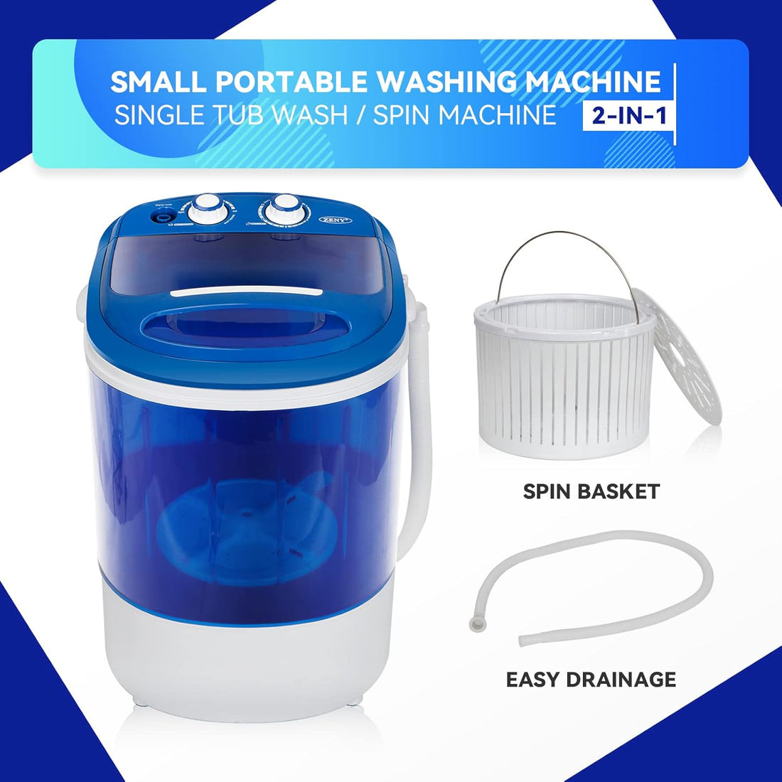 8 lbs Semi-Automatic Compact Portable Mini Washing Machine