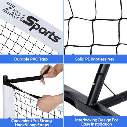 Portable Pickleball Net Set System with Metal Frame and 22FT Regulation Size Pickball Net with Carry Bag