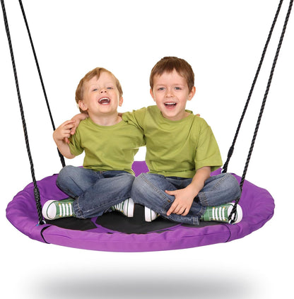 40 Inch Playground Saucer Swing Set Round Web Swing Tree Swing Platform for Kids