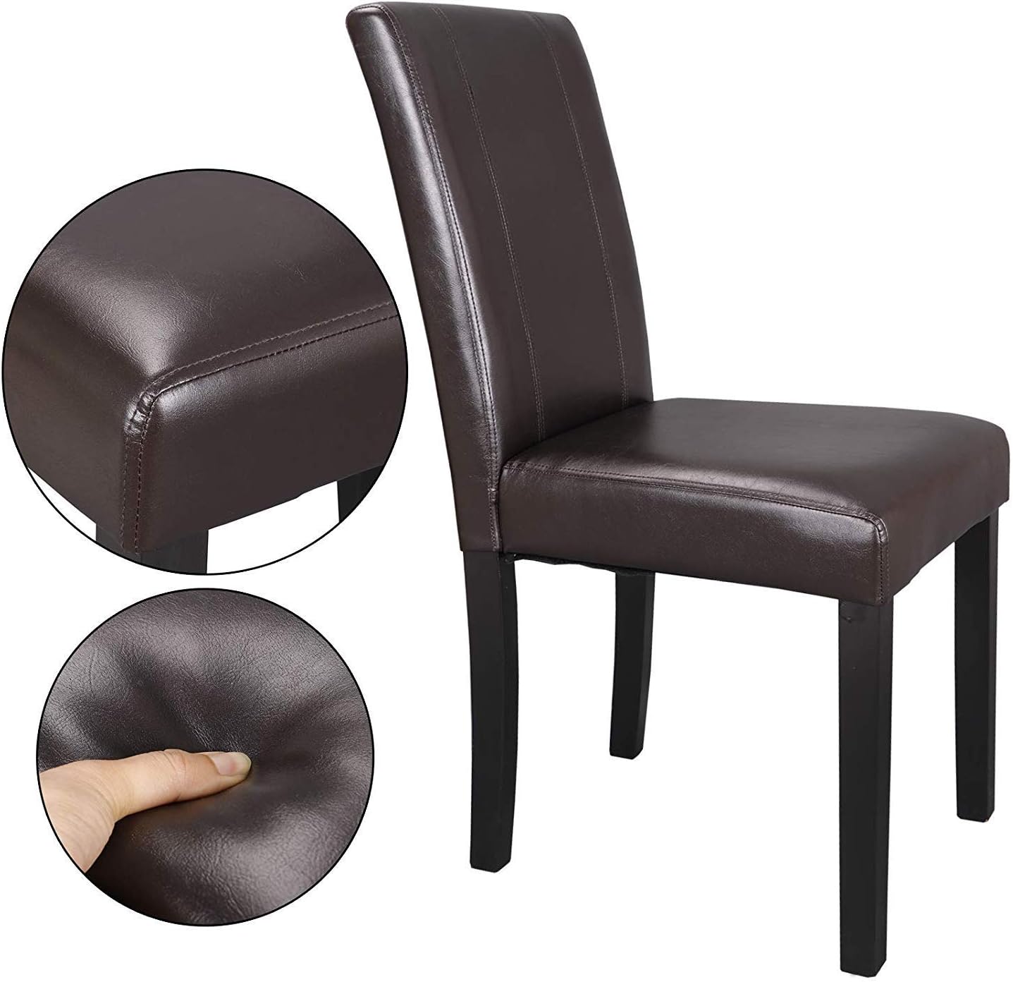 Set of 2/4/6/8 PU Leather Modern Armless Dining Chairs with Solid Wood Legs for Kitchen or Living Room