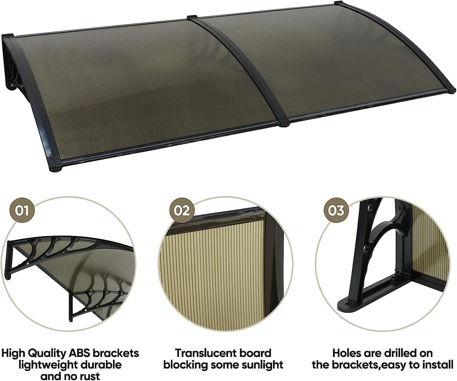 Set of 2 Overhead Door Polycarbonate Cover 40&quot;x 80&quot; Window Door Awning