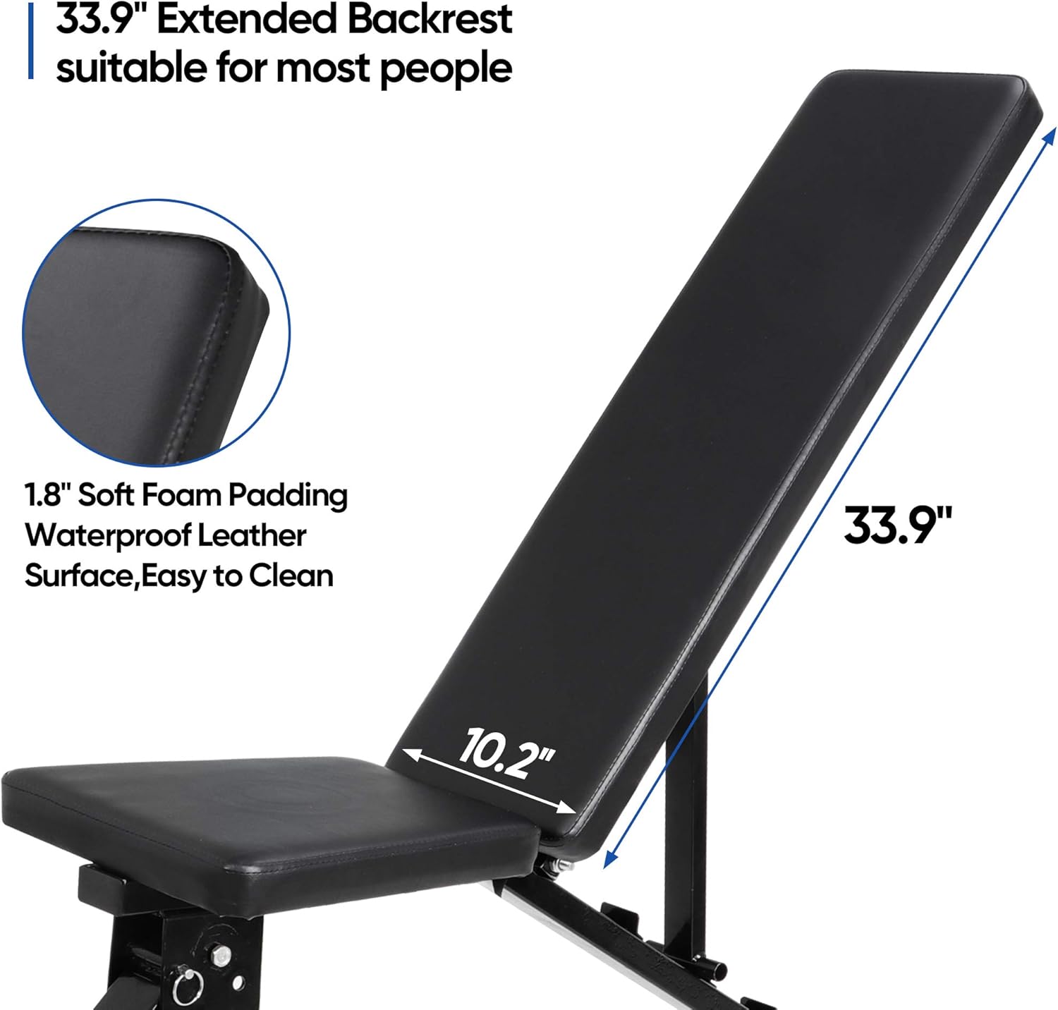 6 Backrest Positions Adjustable Exercise Bench Max Weight 700 LB