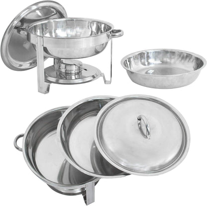 Multipack Round Chafing Dish Set 5 Quart Stainless Steel Buffet Warmers with Fuel Holders