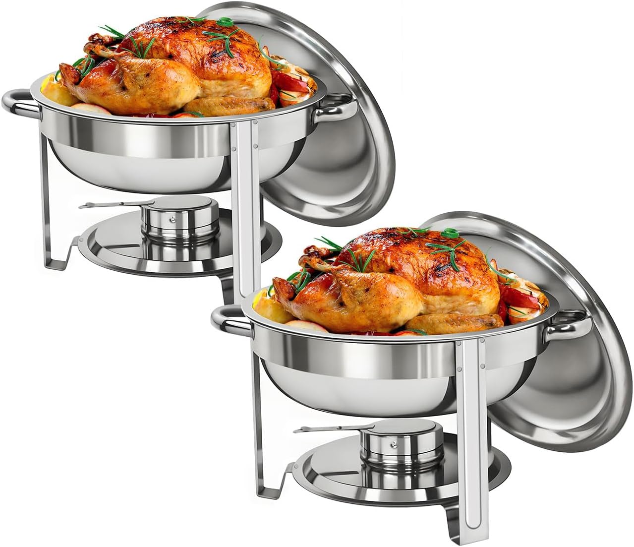 Multipack Round Chafing Dish Set 5 Quart Stainless Steel Buffet Warmers with Fuel Holders