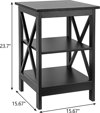 Set of 2 Nightstands with 3-Tier Storage Shelves - Sofa Side End Tables