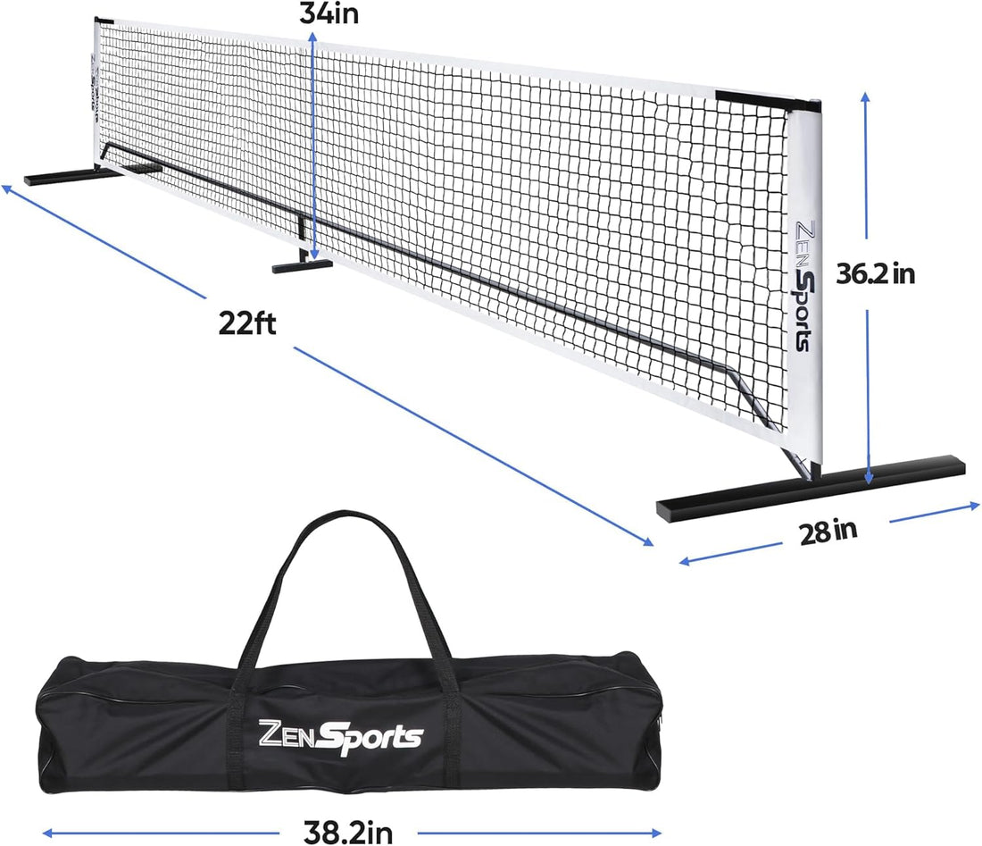 Portable Pickleball Net Set System with Metal Frame and 22FT Regulation Size Pickball Net with Carry Bag