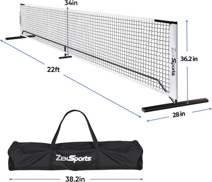 Portable Pickleball Net Set System with Metal Frame and 22FT Regulation Size Pickball Net with Carry Bag