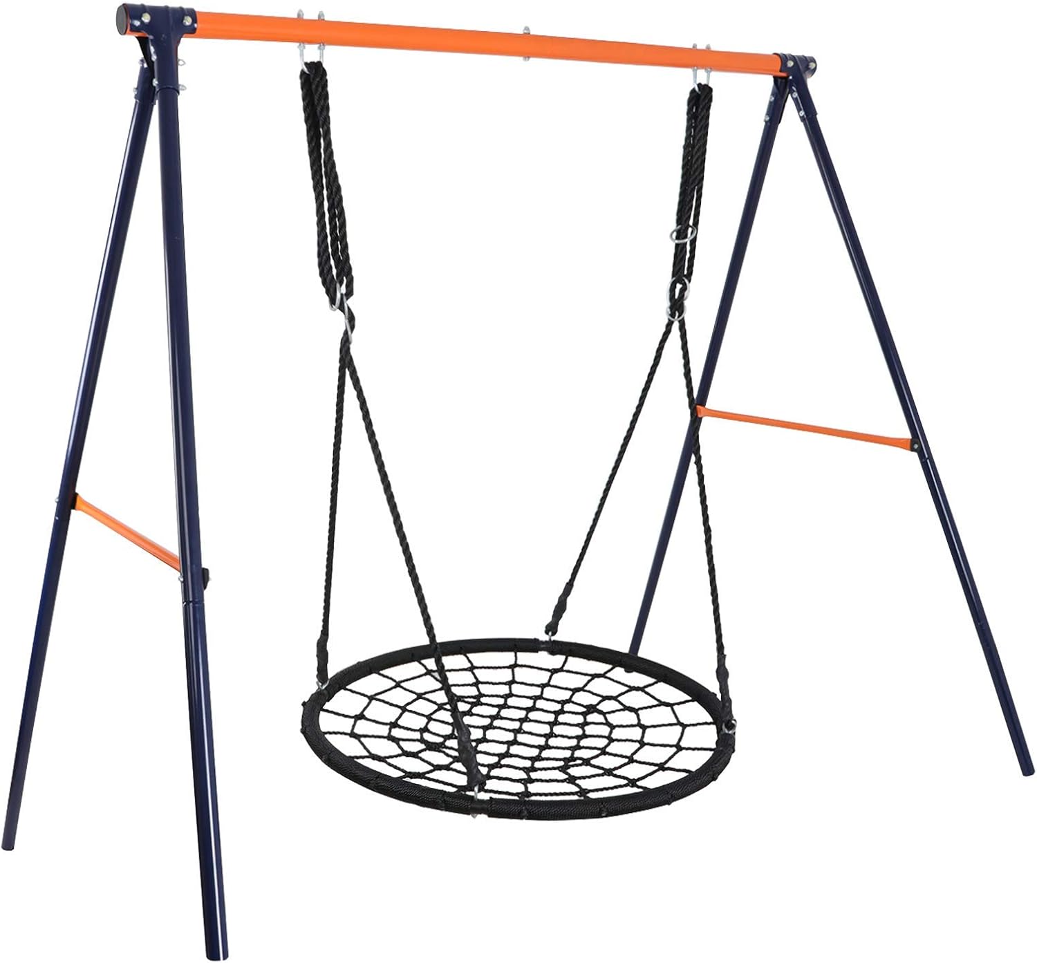 40’’ Spider Net Tree Swing and Metal Swing Frame Stand Swing Playset for Backyard Playground