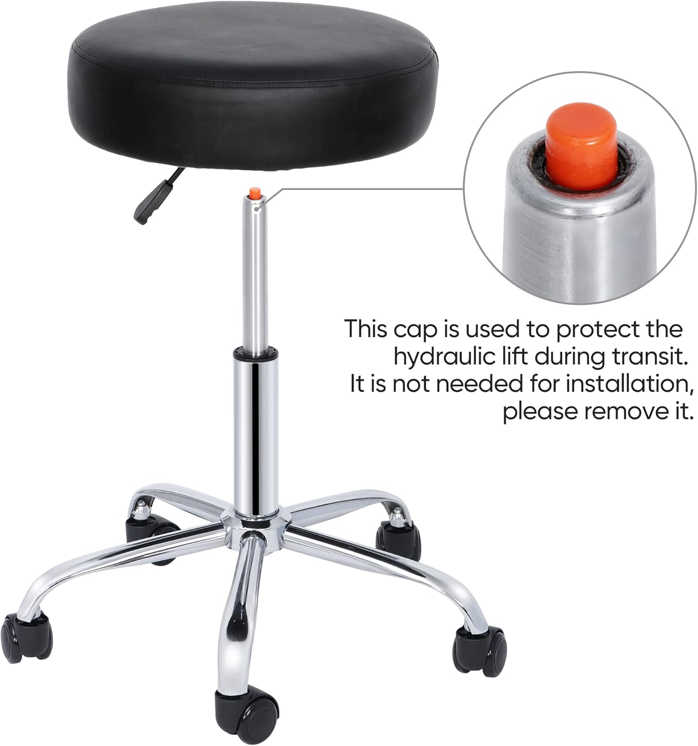 Adjustable Rolling Stool Chair Salon Spa Stool Hydraulic Swivel Stool with Wheels and Ultra-Thick Seat Cushion