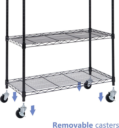 5-Shelf Heavy Duty Metal Organizer Wire Rack Shelving Storage Unit with Casters