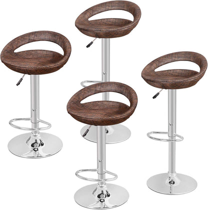 Set of 4 Adjustable Pub Swivel Bar Stools Chairs with Back