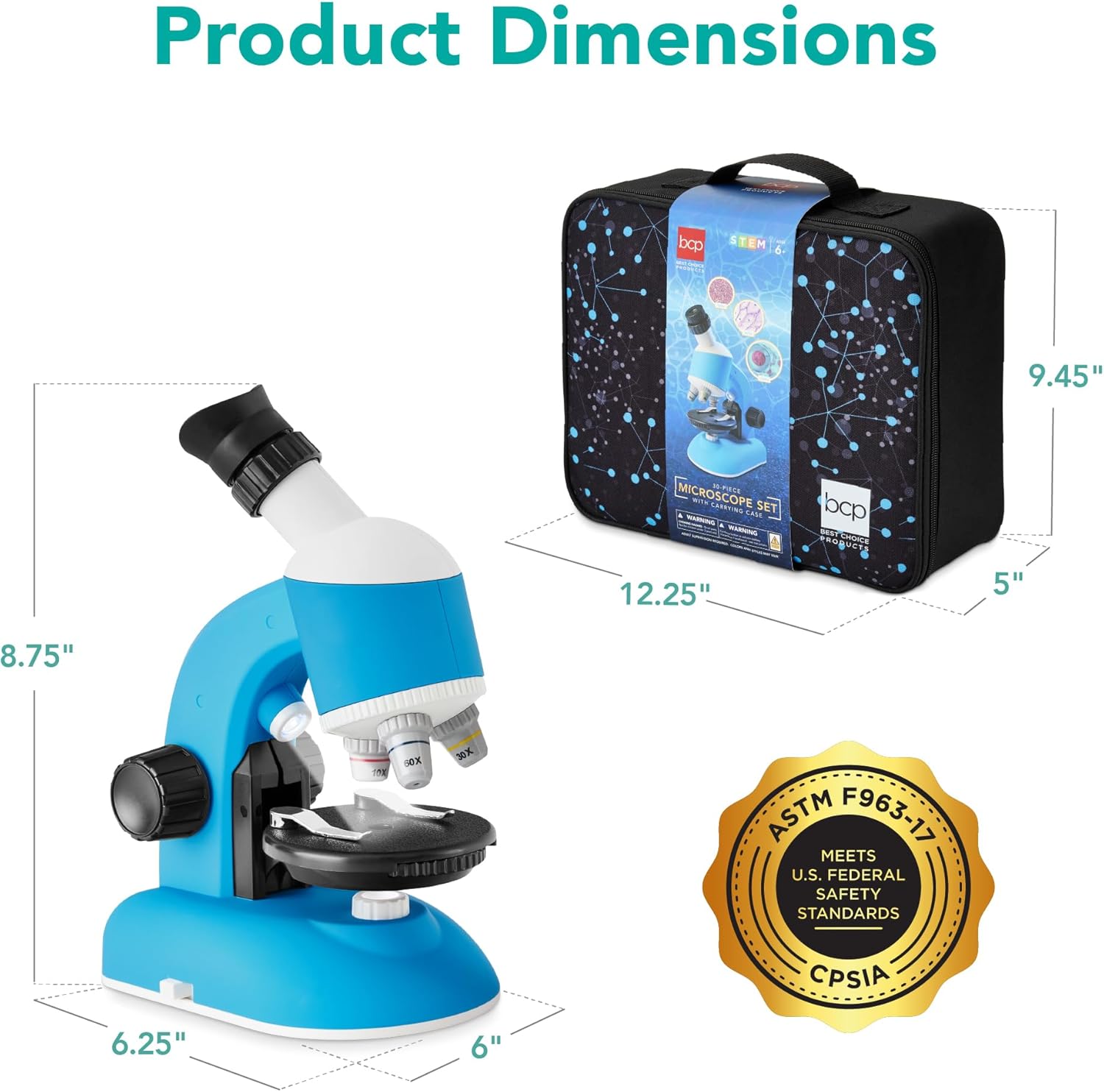 Kids Microscope STEM Learning Tool with Carrying Case