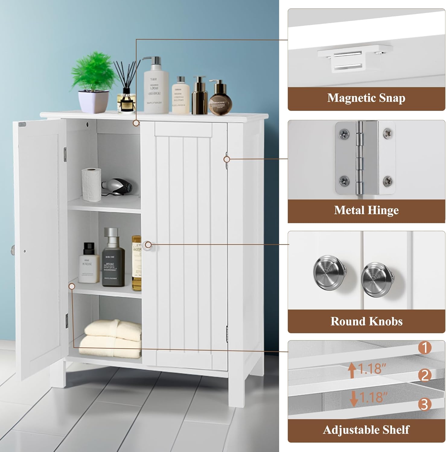 Modern Double Door Wooden Cabinet Storage for Home &amp; Office