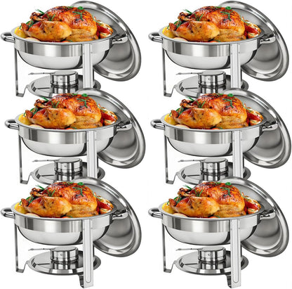 Multipack Round Chafing Dish Set 5 Quart Stainless Steel Buffet Warmers with Fuel Holders