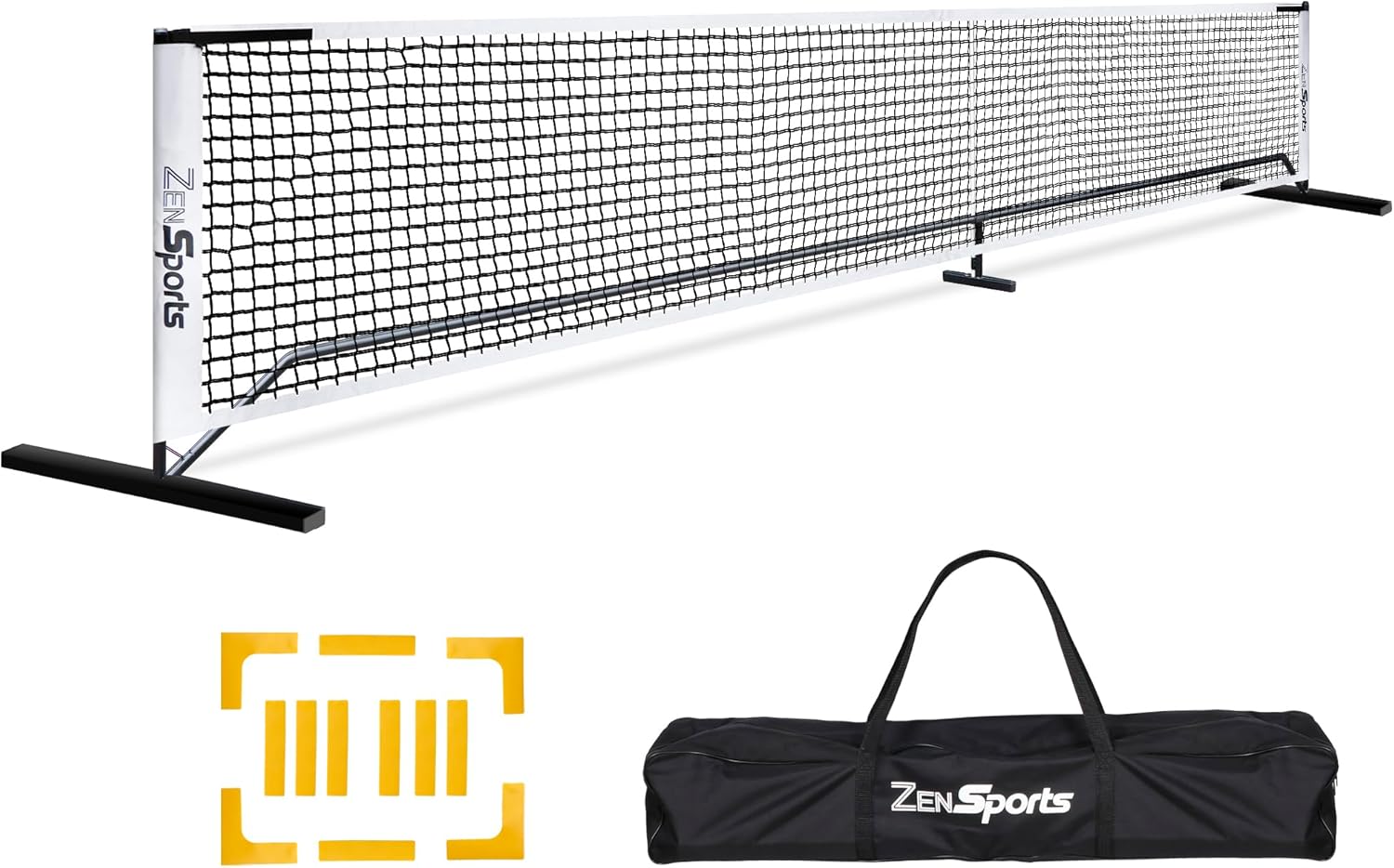 Portable Pickleball Net Set System with Metal Frame and 22FT Regulation Size Pickball Net with Carry Bag