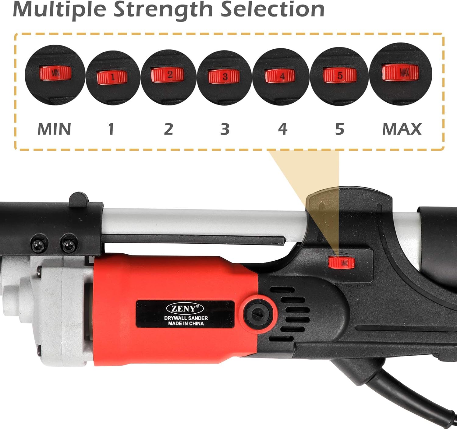 800W Electric Drywall Sander Adjustable Variable Speed w/ 6 Sand Pads