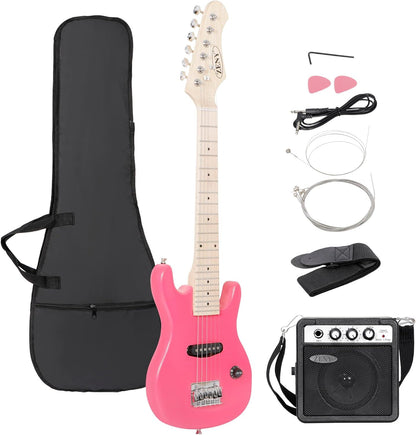 30 inch Kids Electric Guitar with 5w Amp, Gig Bag, Strap, Cable, Strings and Picks Guitar Combo Accessory Kit