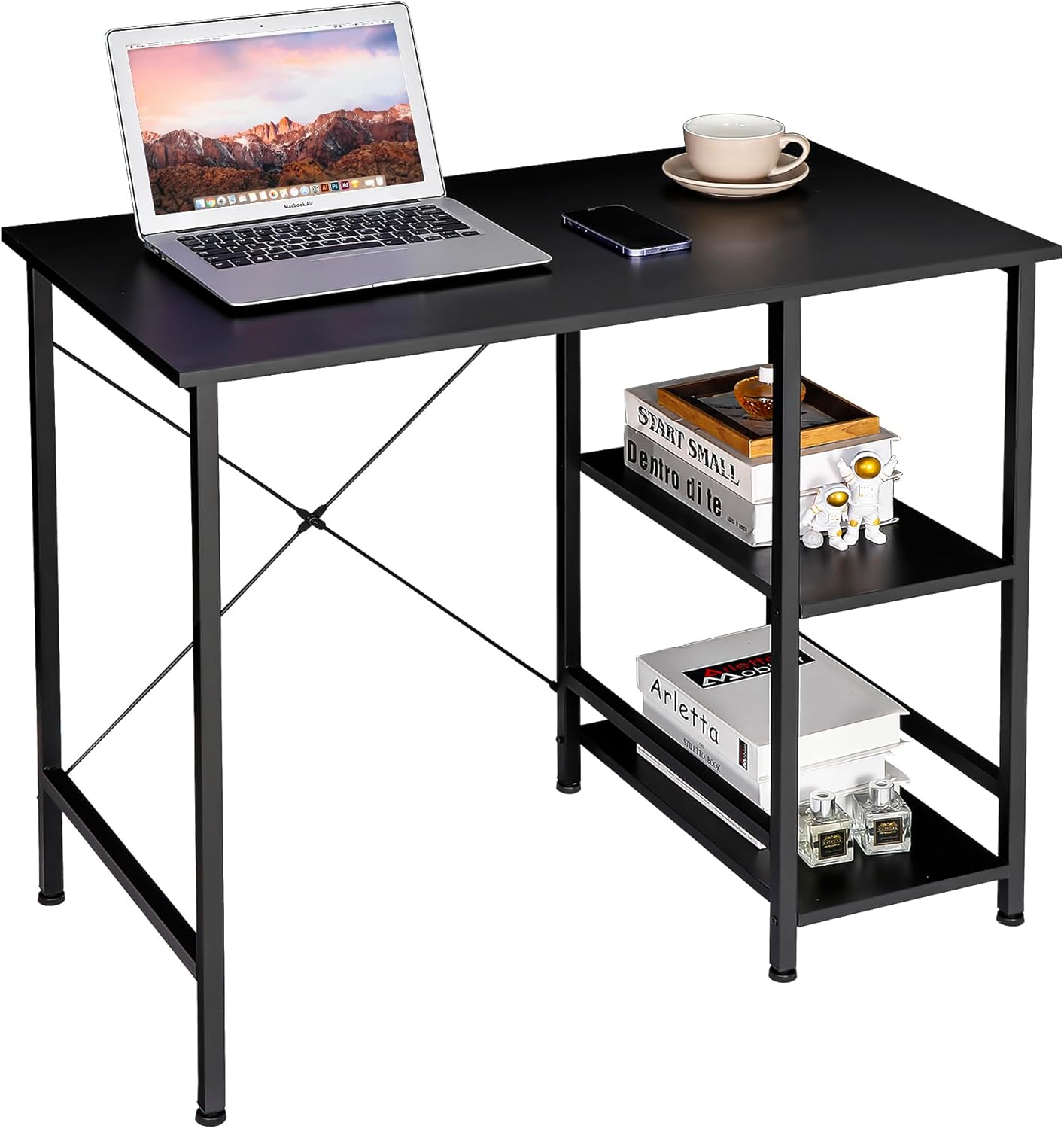 36&quot; Home Office Computer Desk with Storage Shelves &amp; Metal Frame