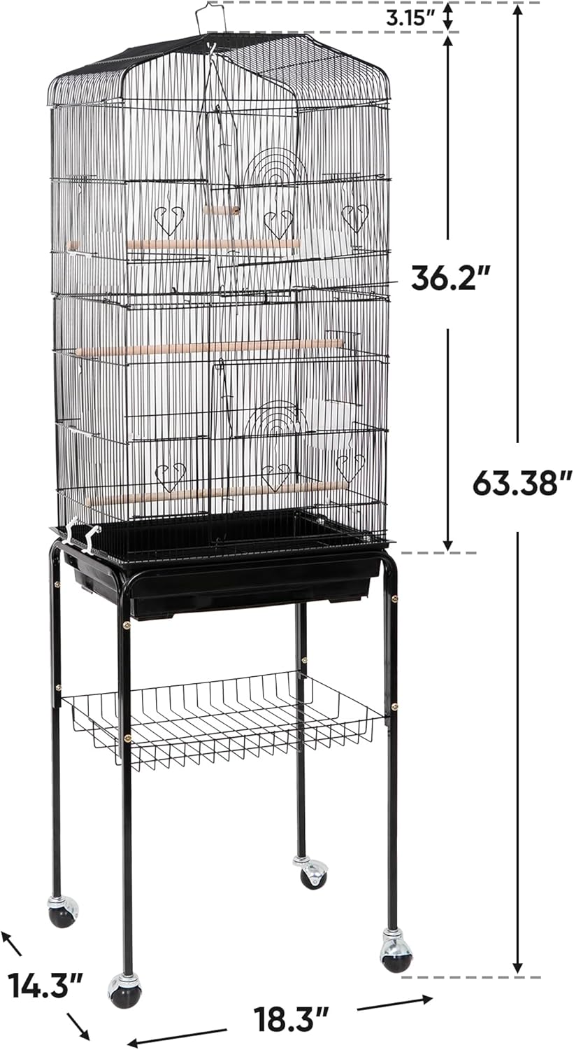 53-Inch Wrought Iron Standing Large with Rolling Stand Bird Flight Cage (Copy)