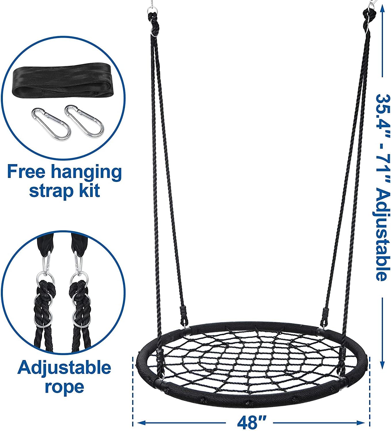 48 Inch Web Tree Swing with Heavy Duty Metal Frame for Kids &amp; Adults - 440 LBS Capacity